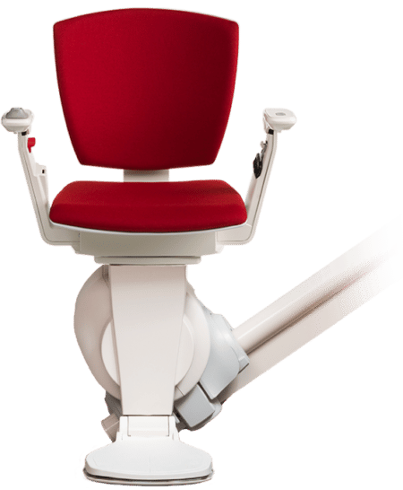 Le monte-escalier Otolift Modul-Air est disponible en rouge.